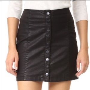 Free people vegan leather button front skirt